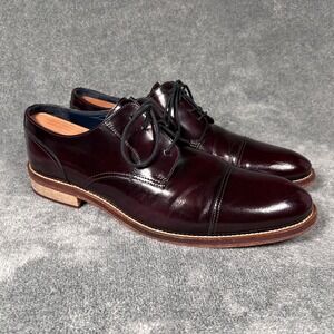 Johnston & Murphy Cap Toe Derby  Dress Shoes Burgundy Bordeaux Men 10.5 M Italy